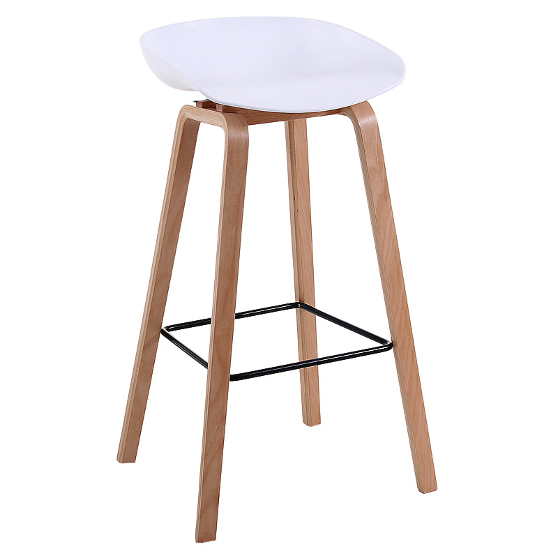 Moderner Barhocker aus massivem Holz für den Innenbereich, Eimer-Thekenhocker mit Kunststoffsitz