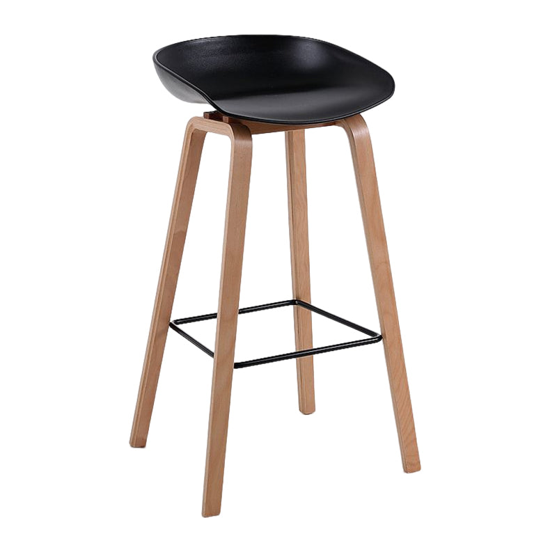 Moderner Barhocker aus massivem Holz für den Innenbereich, Eimer-Thekenhocker mit Kunststoffsitz