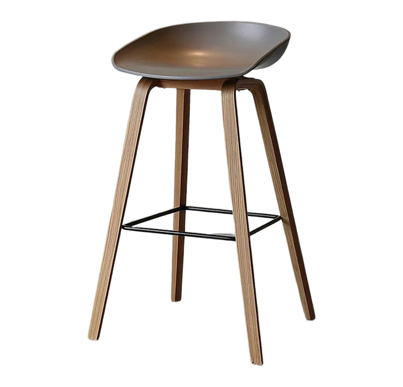 Moderner Barhocker aus massivem Holz für den Innenbereich, Eimer-Thekenhocker mit Kunststoffsitz