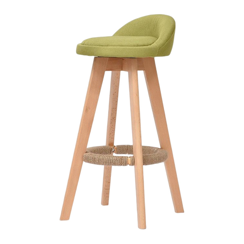Taburete de bar moderno de madera maciza, reposapiés, respaldo bajo, taburete de mostrador con cojín, 1 pieza