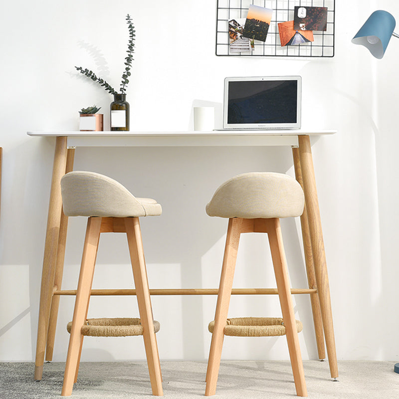 Taburete de bar moderno de madera maciza, reposapiés, respaldo bajo, taburete de mostrador con cojín, 1 pieza
