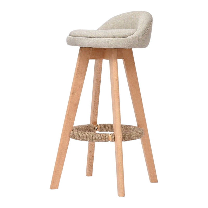 Taburete de bar moderno de madera maciza, reposapiés, respaldo bajo, taburete de mostrador con cojín, 1 pieza