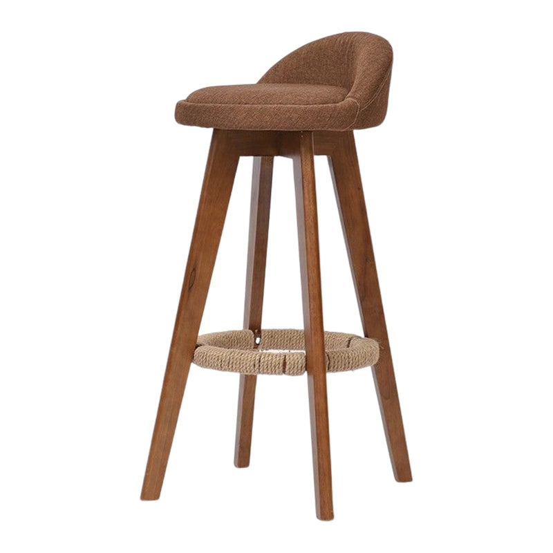 Taburete de bar moderno de madera maciza, reposapiés, respaldo bajo, taburete de mostrador con cojín, 1 pieza