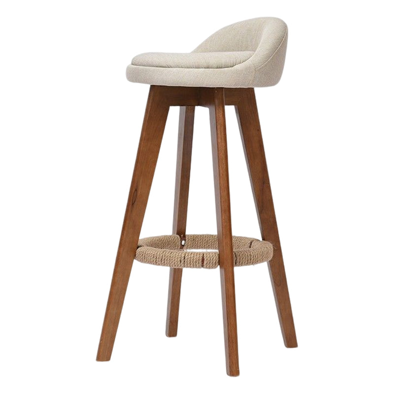 Taburete de bar moderno de madera maciza, reposapiés, respaldo bajo, taburete de mostrador con cojín, 1 pieza