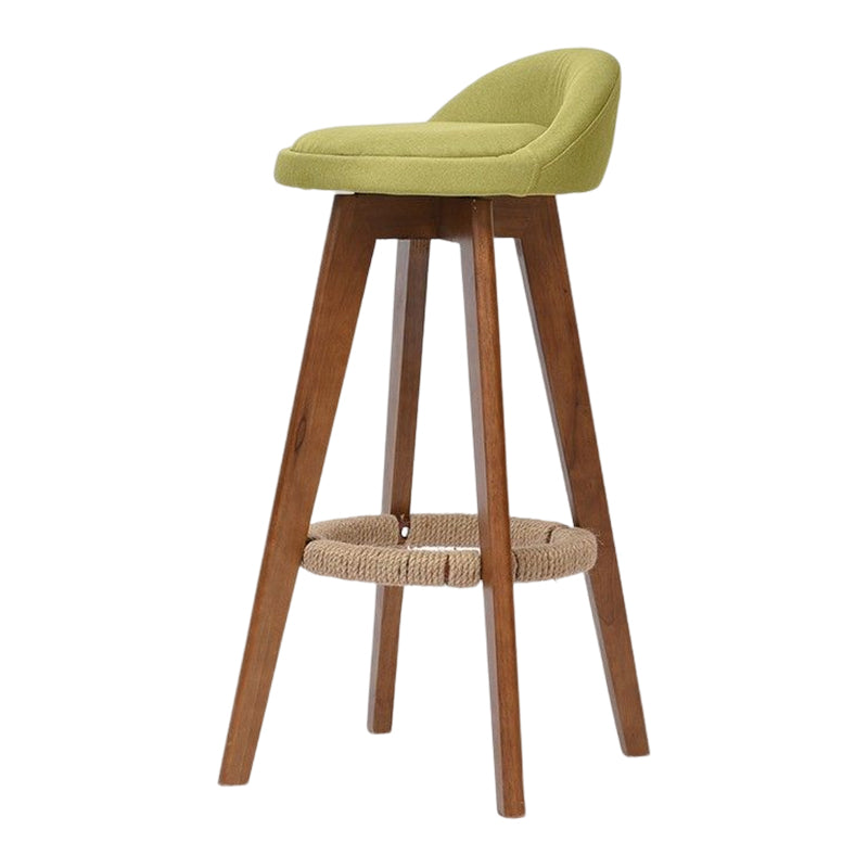 Taburete de bar moderno de madera maciza, reposapiés, respaldo bajo, taburete de mostrador con cojín, 1 pieza