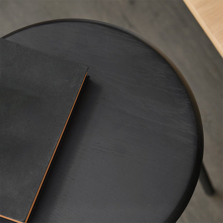 Taburete de bar negro moderno, taburete de bar sin brazos de madera con reposapiés y base de hierro