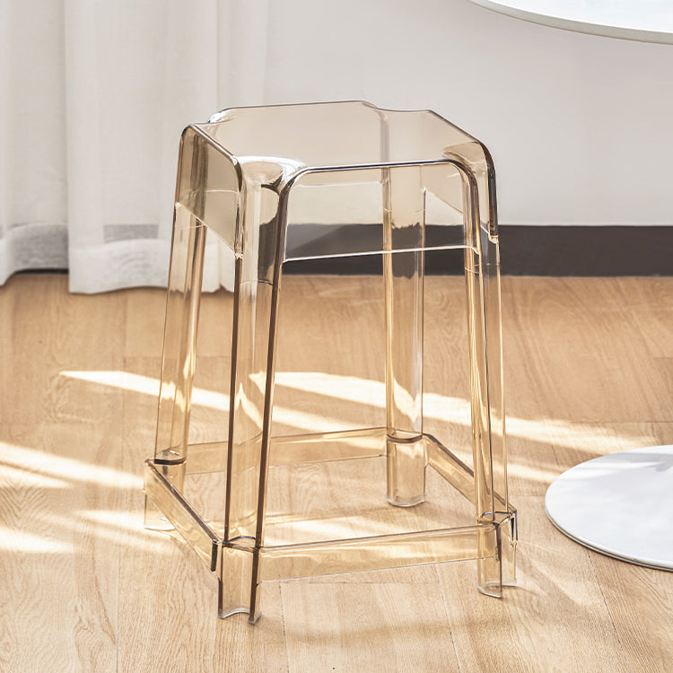 Taburete de bar cuadrado moderno, taburete de bar sin brazos de plástico con reposapiés