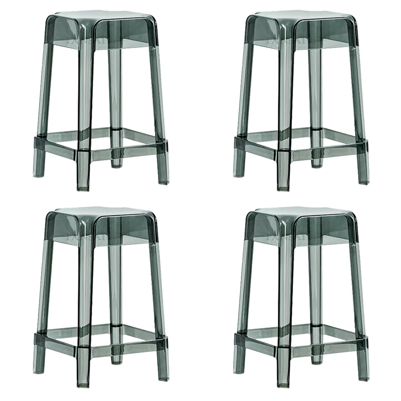 Taburete de bar cuadrado moderno, taburete de bar sin brazos de plástico con reposapiés