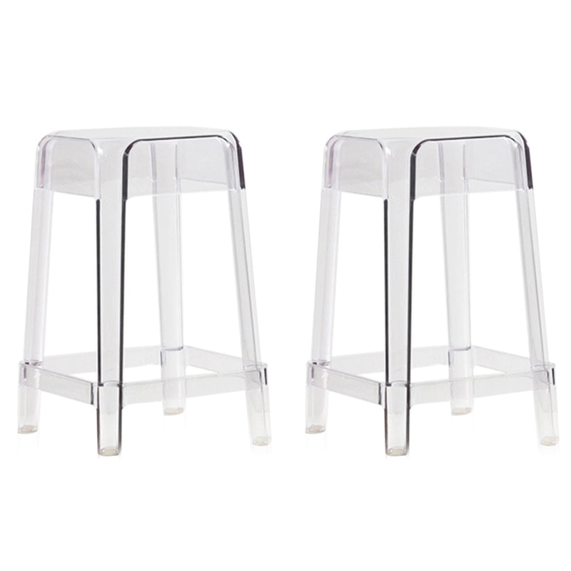 Taburete de bar cuadrado moderno, taburete de bar sin brazos de plástico con reposapiés