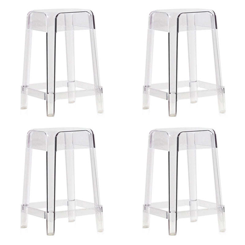 Taburete de bar cuadrado moderno, taburete de bar sin brazos de plástico con reposapiés