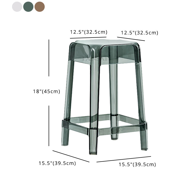 Taburete de bar cuadrado moderno, taburete de bar sin brazos de plástico con reposapiés