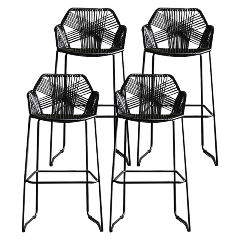 Taburete de bar moderno, taburete de bar armado de plástico con reposapiés y respaldo