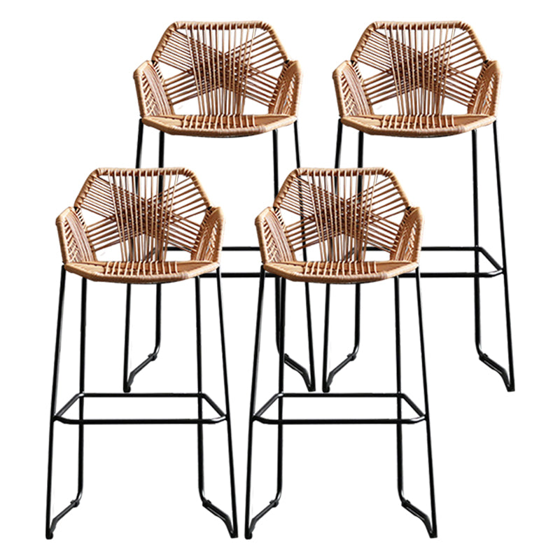 Taburete de bar moderno, taburete de bar armado de plástico con reposapiés y respaldo