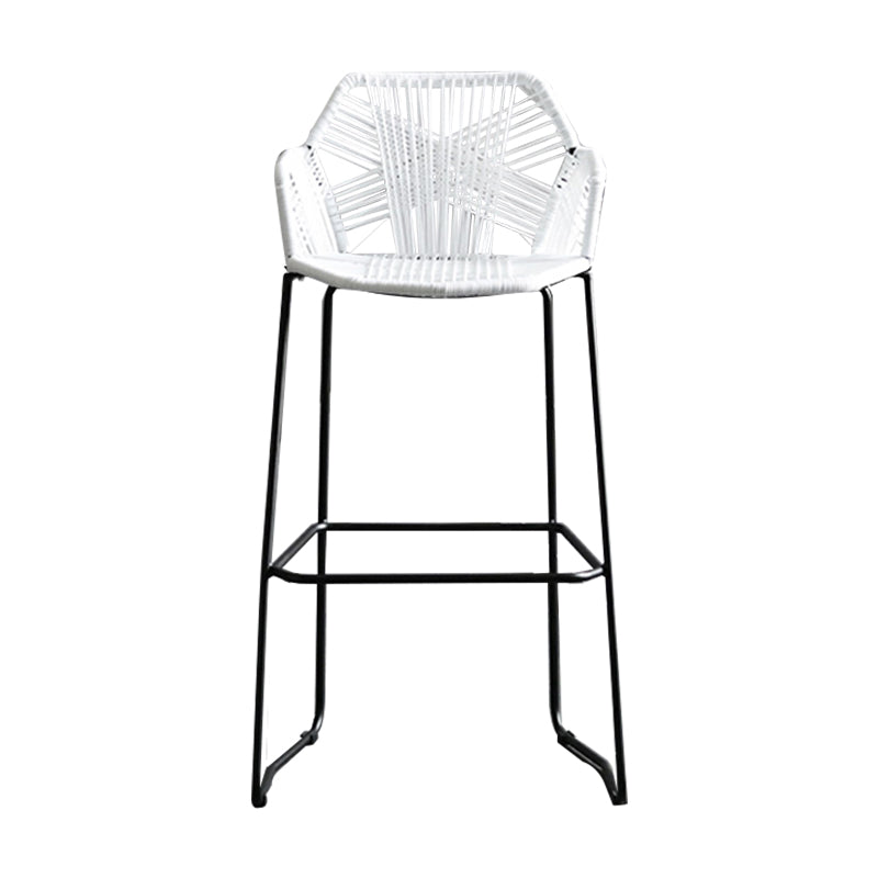 Taburete de bar moderno, taburete de bar armado de plástico con reposapiés y respaldo