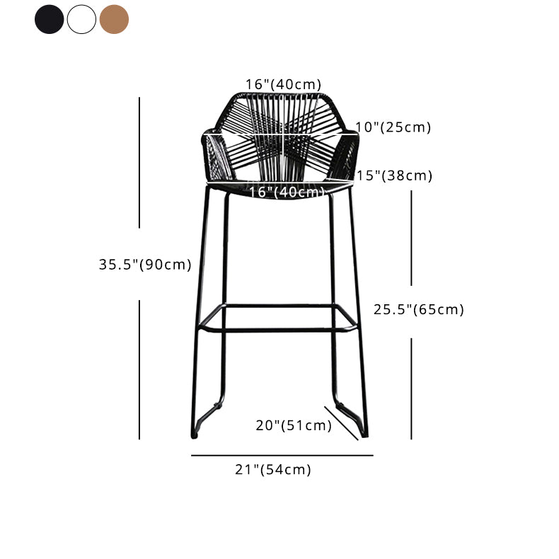 Taburete de bar moderno, taburete de bar armado de plástico con reposapiés y respaldo