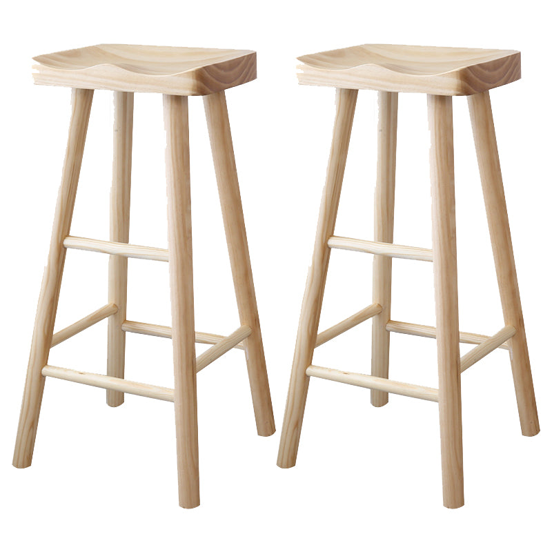 Contemporary Wood Counter Bar Stool Backless Saddle Seat Bar Stool with Footrest