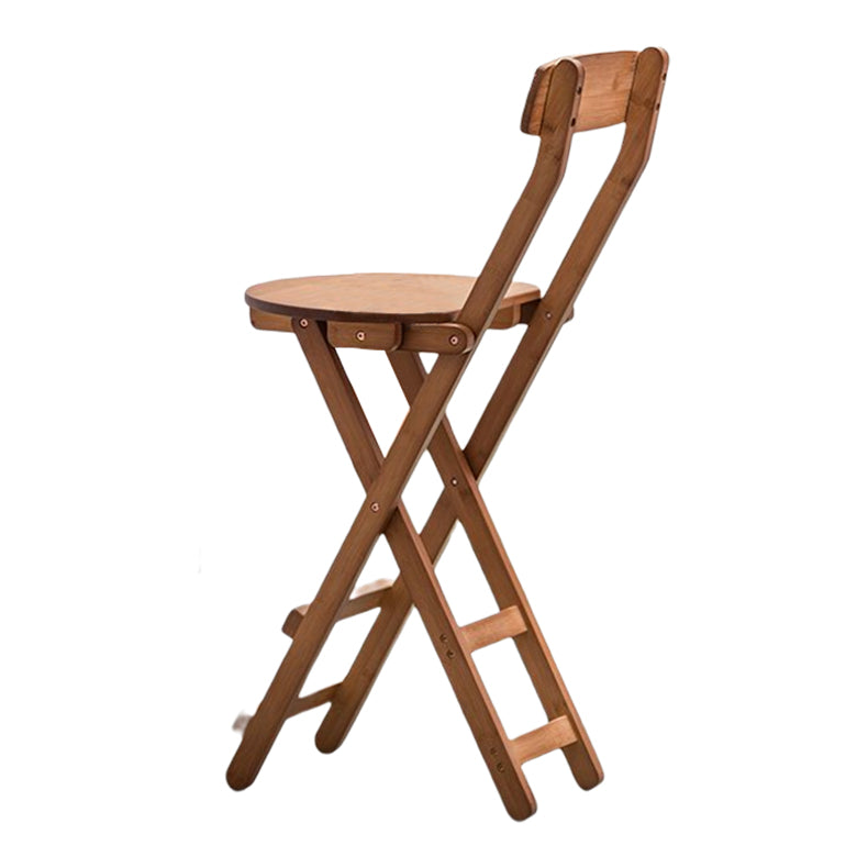 Modern Armless Backrest Counter Stool Wood Bedroom Bar Stool with Wooden Seat and Pedal