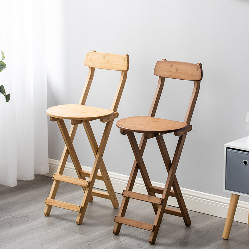 Modern Armless Backrest Counter Stool Wood Bedroom Bar Stool with Wooden Seat and Pedal