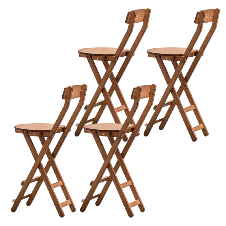 Modern Armless Backrest Counter Stool Wood Bedroom Bar Stool with Wooden Seat and Pedal