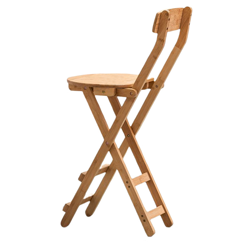 Modern Armless Backrest Counter Stool Wood Bedroom Bar Stool with Wooden Seat and Pedal