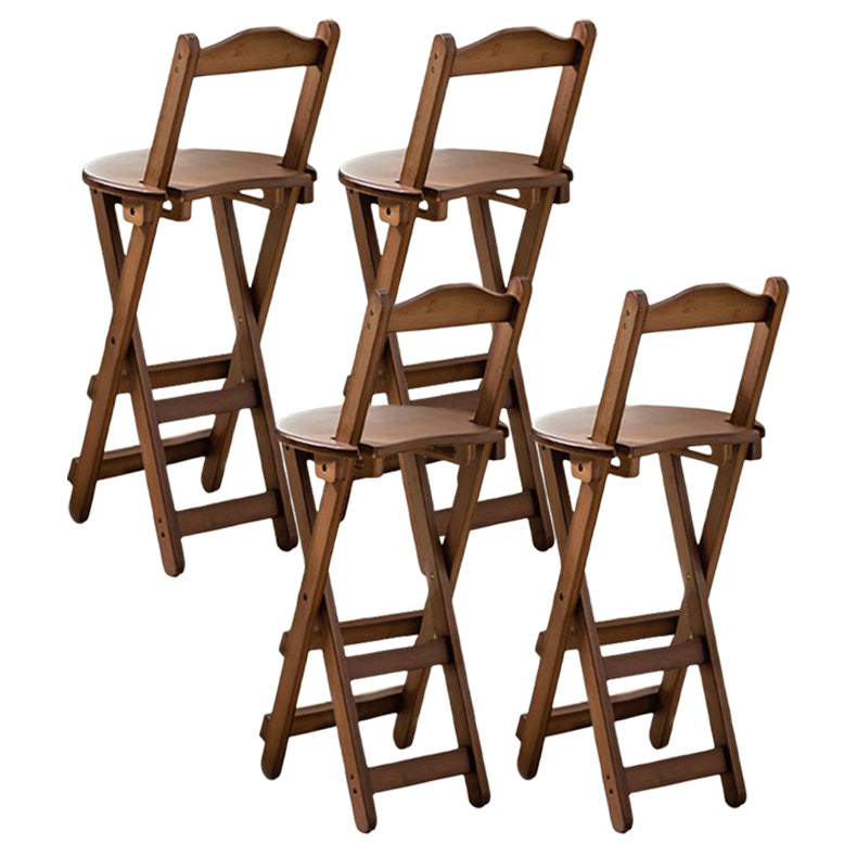 Modern Armless Backrest Counter Stool Wood Bedroom Bar Stool with Wooden Seat and Pedal