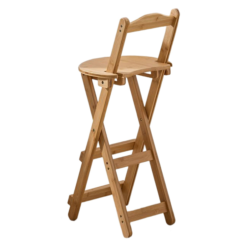 Modern Armless Backrest Counter Stool Wood Bedroom Bar Stool with Wooden Seat and Pedal