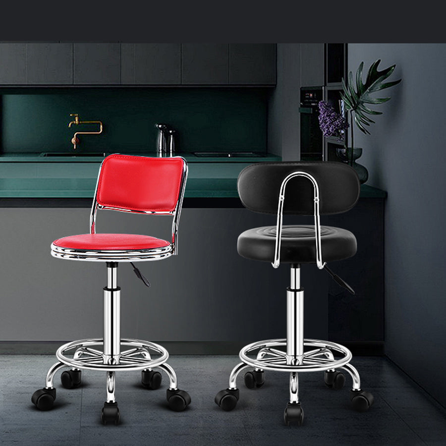 Modern Liftable Rotatable Counter Stool Steel Beauty Shop Bar Stool with Leather Cushion