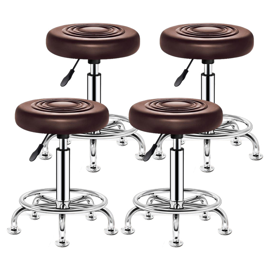 Modern Liftable Rotatable Counter Stool Steel Beauty Shop Bar Stool with Leather Cushion