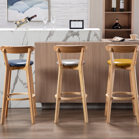 Taburete moderno sin brazos para mostrador, taburete de bar de estudio de madera con cojín y pedal