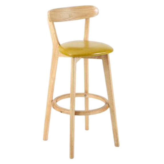 Taburete moderno sin brazos para mostrador, taburete de bar de estudio de madera con cojín y pedal