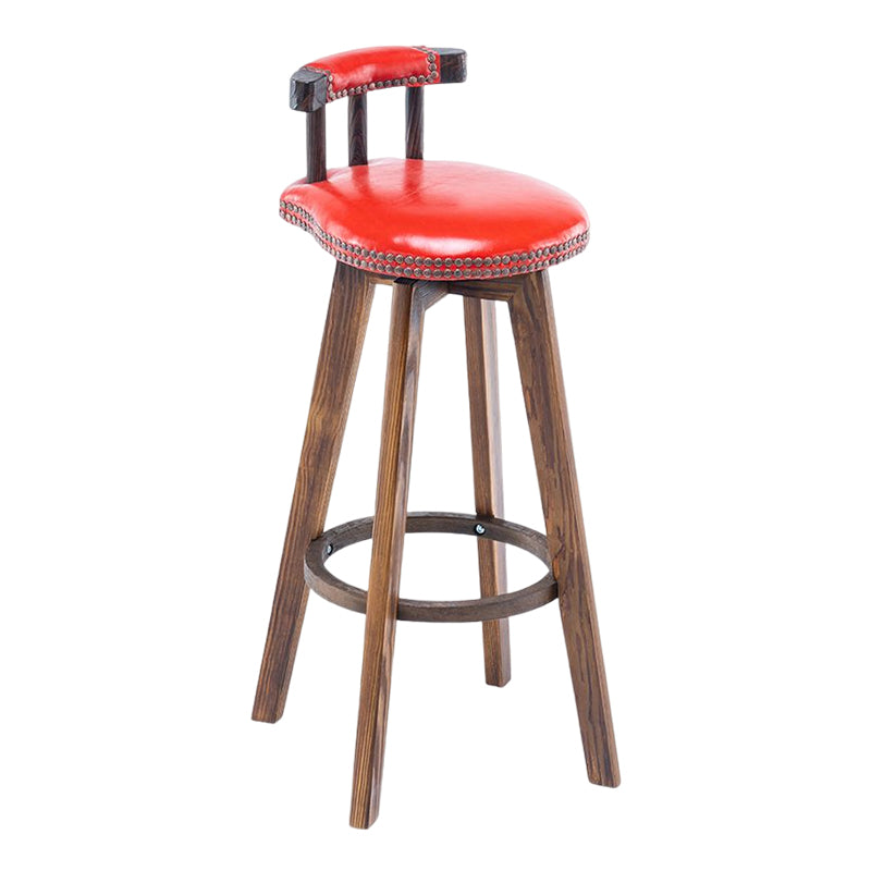 Tradition Armless Backrest Counter Stool Wood Household Bar Stool with Pedal
