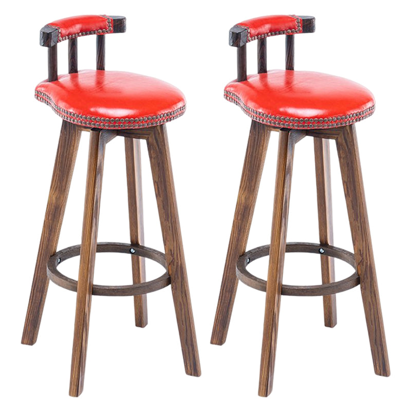 Tradition Armless Backrest Counter Stool Wood Household Bar Stool with Pedal