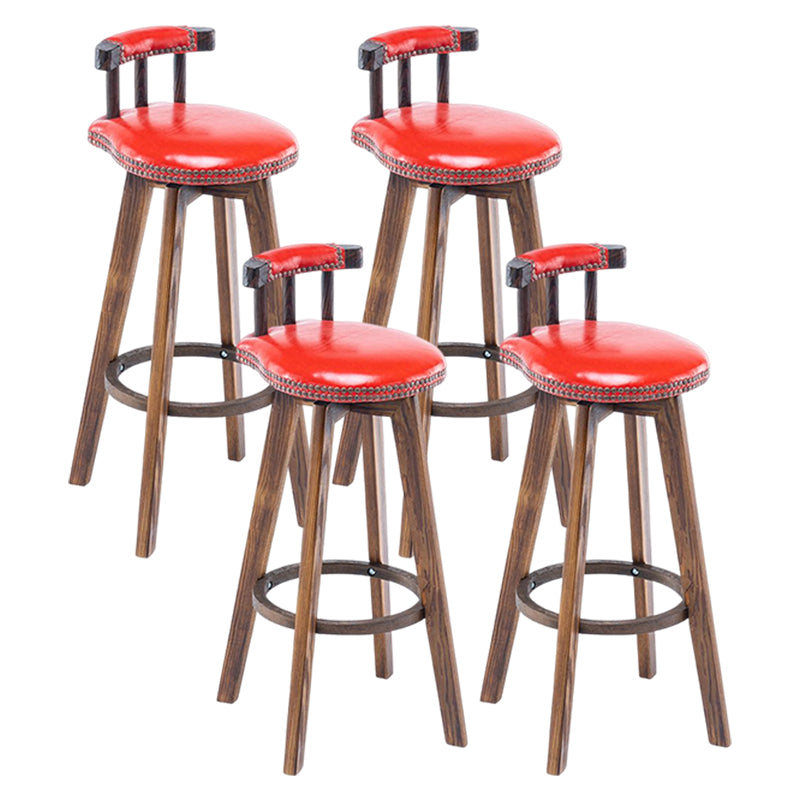 Tradition Armless Backrest Counter Stool Wood Household Bar Stool with Pedal
