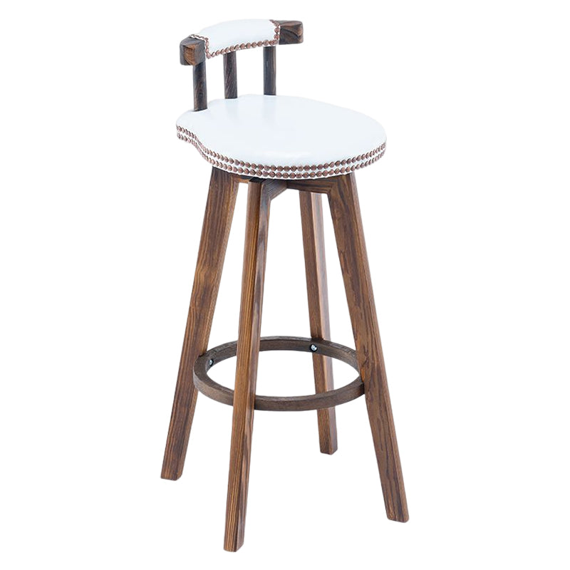 Tradition Armless Backrest Counter Stool Wood Household Bar Stool with Pedal