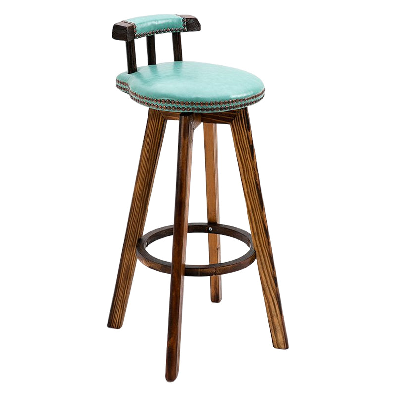Tradition Armless Backrest Counter Stool Wood Household Bar Stool with Pedal