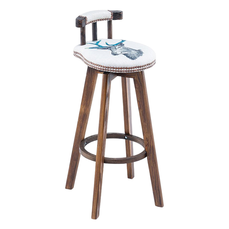 Tradition Armless Backrest Counter Stool Wood Household Bar Stool with Pedal