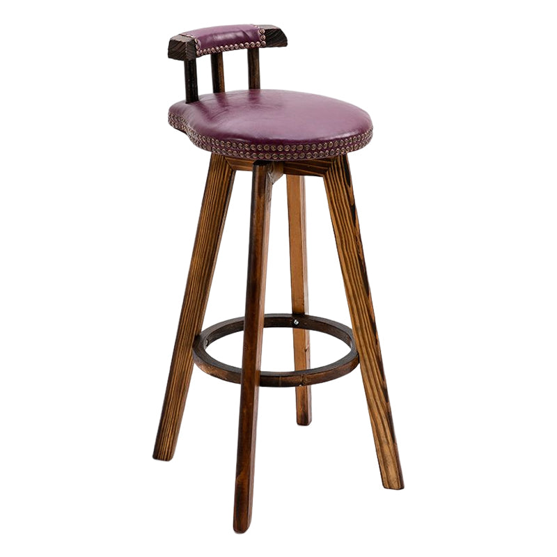 Tradition Armless Backrest Counter Stool Wood Household Bar Stool with Pedal