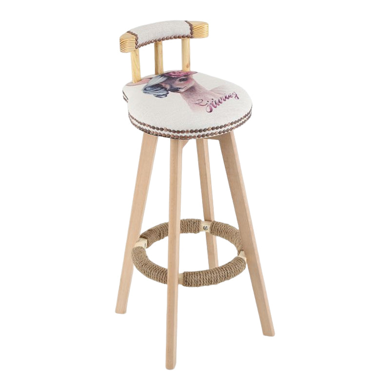 Tradition Armless Backrest Counter Stool Wood Household Bar Stool with Pedal