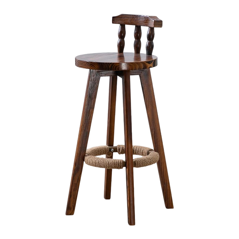 Tradition Armless Backrest Counter Stool Wood Household Bar Stool with Pedal