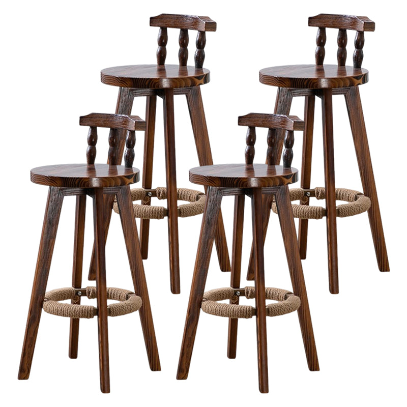 Tradition Armless Backrest Counter Stool Wood Household Bar Stool with Pedal