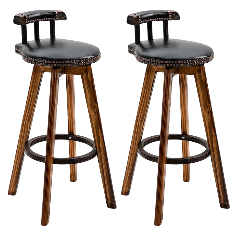 Tradition Armless Backrest Counter Stool Wood Household Bar Stool with Pedal