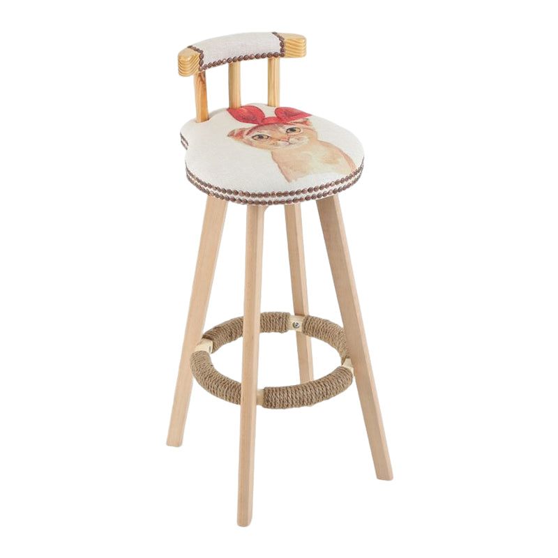 Tradition Armless Backrest Counter Stool Wood Household Bar Stool with Pedal