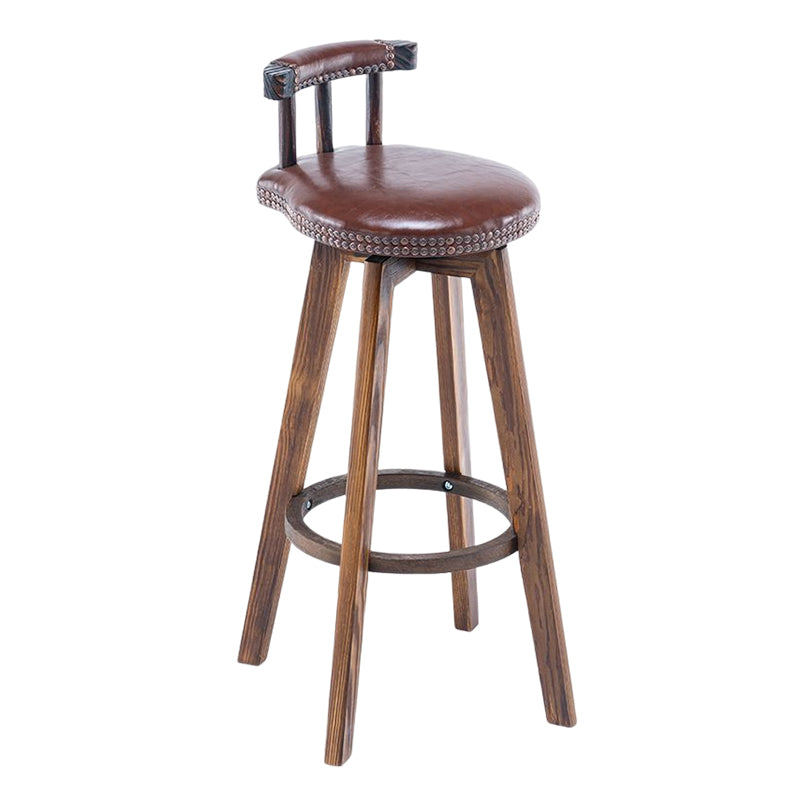 Tradition Armless Backrest Counter Stool Wood Household Bar Stool with Pedal
