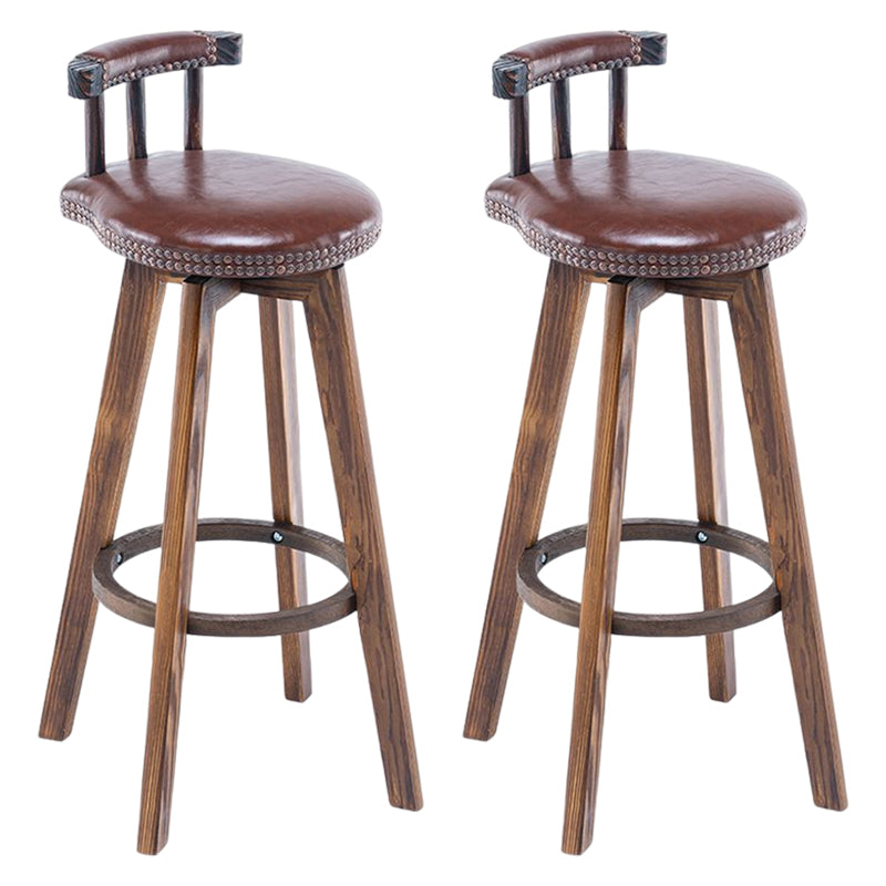 Tradition Armless Backrest Counter Stool Wood Household Bar Stool with Pedal
