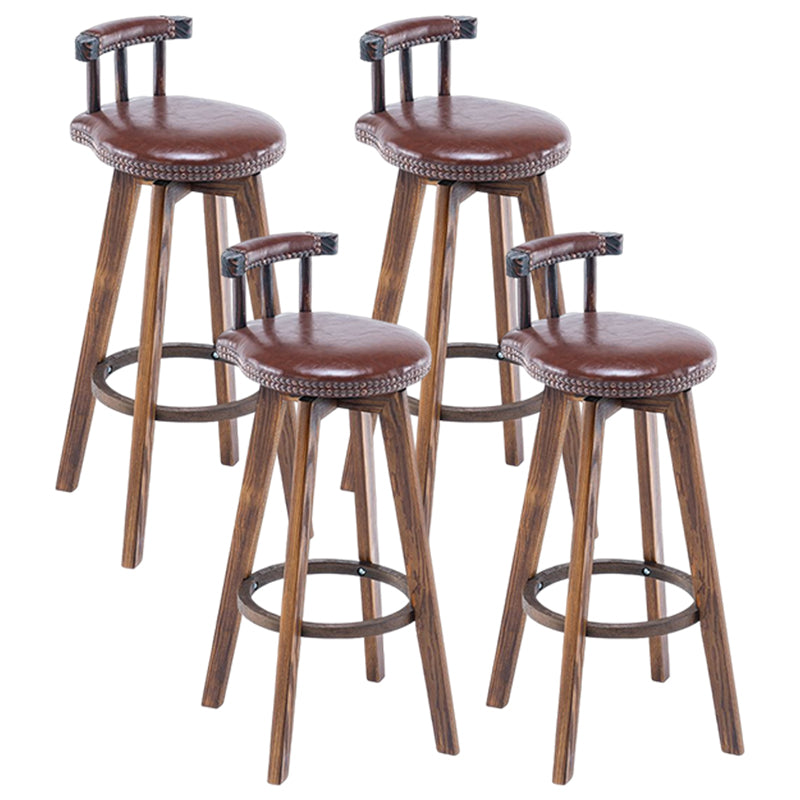 Tradition Armless Backrest Counter Stool Wood Household Bar Stool with Pedal