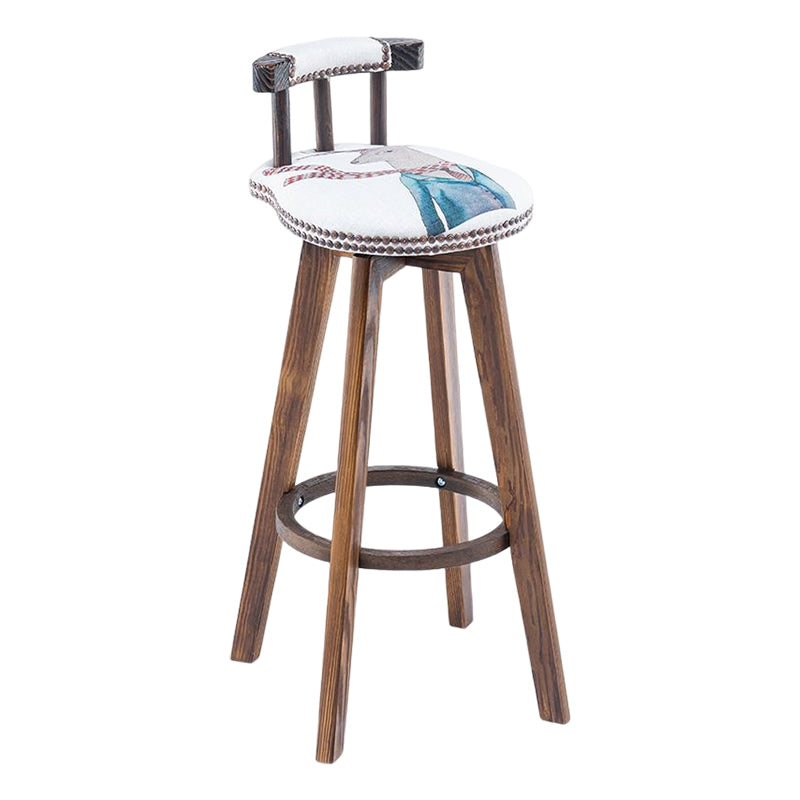 Tradition Armless Backrest Counter Stool Wood Household Bar Stool with Pedal