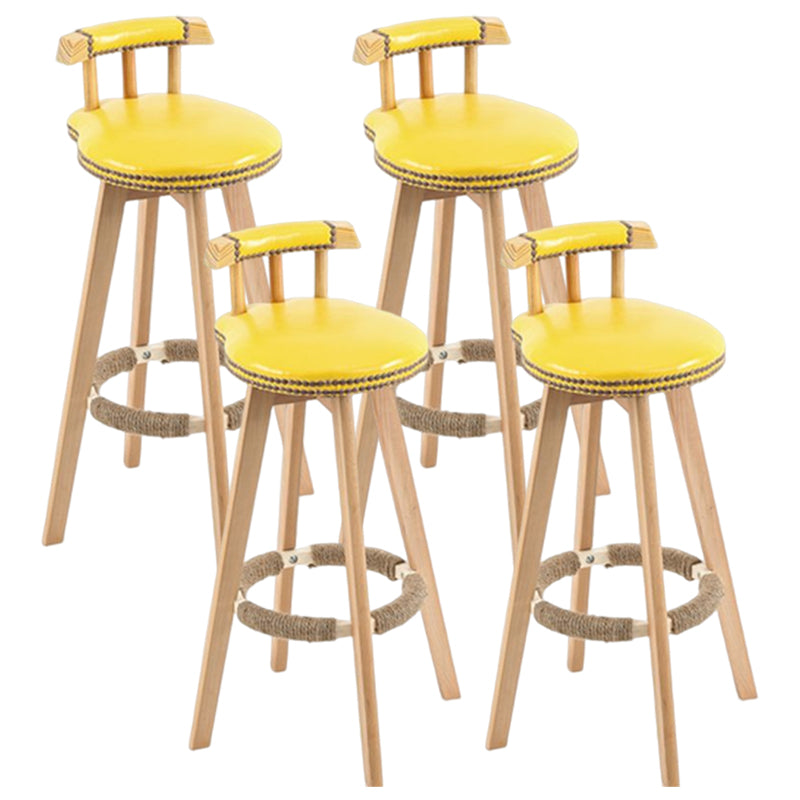 Tradition Armless Backrest Counter Stool Wood Household Bar Stool with Pedal