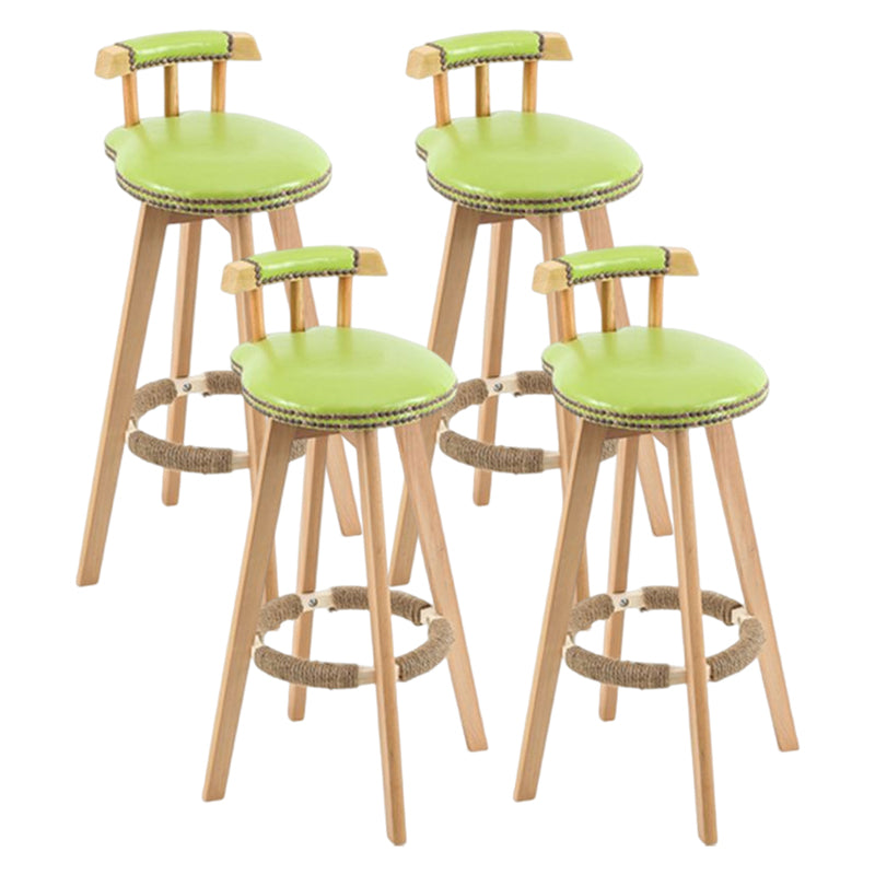 Tradition Armless Backrest Counter Stool Wood Household Bar Stool with Pedal