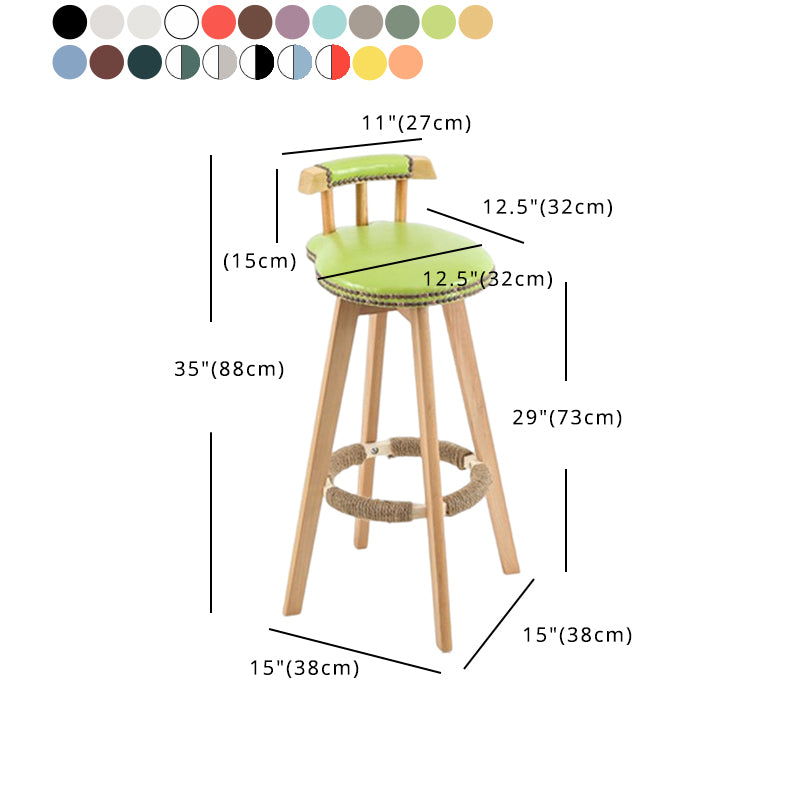 Tradition Armless Backrest Counter Stool Wood Household Bar Stool with Pedal
