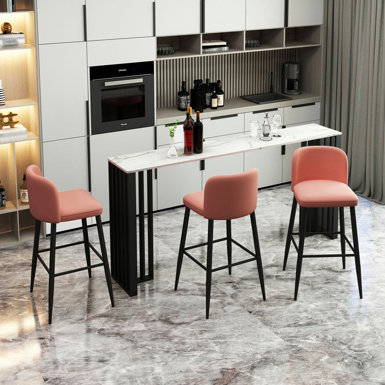 Modern Marble Table with Rectangle Table Top Black Double Pedestal Table - 42" H